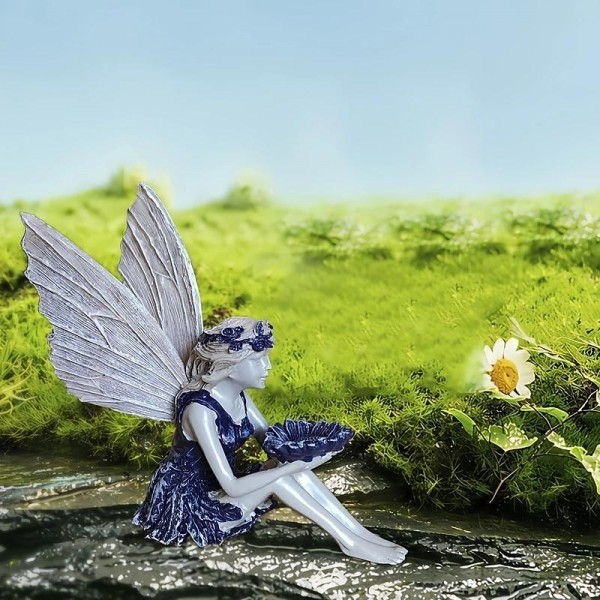 Fairy Statue,Fairy Angel Crafts, Resin Garden Sculpture Butterfly Wings Flower Elf Outdoor Decoration, For Home Decor Patio Lawn