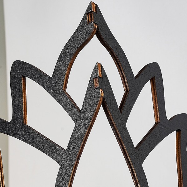 Elegant Wooden Lotus Single Tier Wall Shelf for Home Decor and Storage
