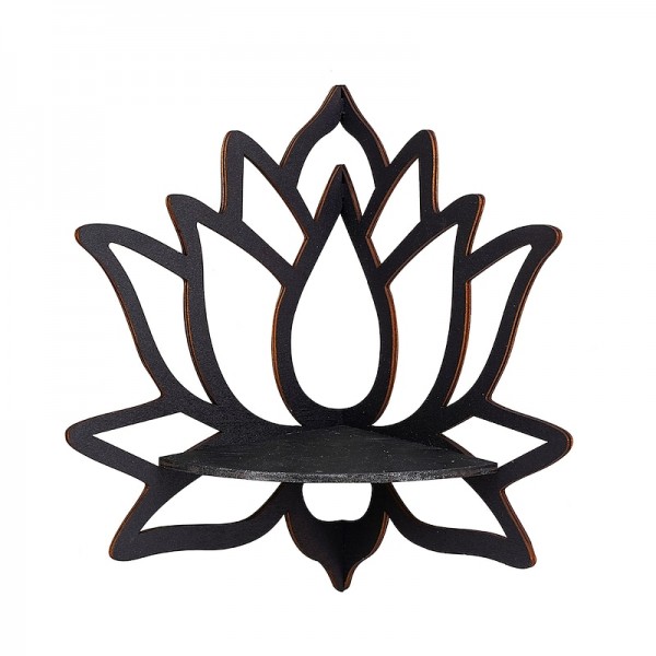 Elegant Wooden Lotus Single Tier Wall Shelf for Home Decor and Storage