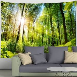 Landscape Forest Sunshine Hanging Tapestry Wall Art Large Tapestry Mural Decor Photograph Backdrop Blanket Curtain Home Bedroom Living Room Decoration