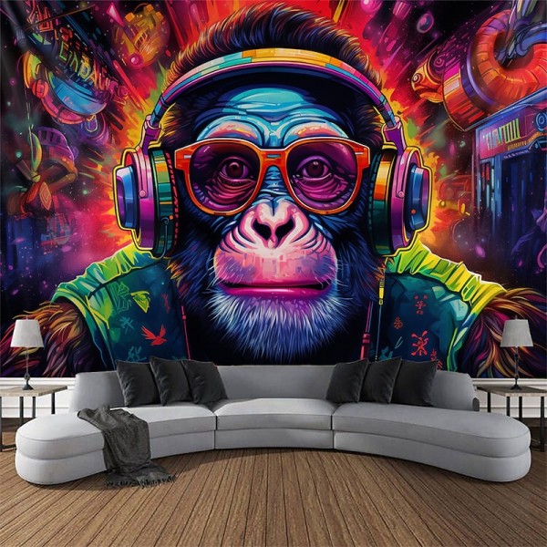 Blacklight Tapestry UV Reactive Glow in the Dark DJ Chimpanzees Animal Trippy Misty Nature Landscape Hanging Tapestry Wall Art Mural for Living Room Bedroom Blacklight Tapestry UV Reactive Glow in the Dark DJ Chimpanzees Animal Trippy Misty Nature Landscape Hanging Tapestry Wall Art Mural for Living Room Bedroom