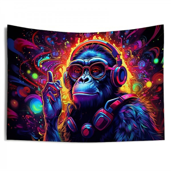 Blacklight Tapestry UV Reactive Glow in the Dark DJ Chimpanzees Animal Trippy Misty Nature Landscape Hanging Tapestry Wall Art Mural for Living Room Bedroom Blacklight Tapestry UV Reactive Glow in the Dark DJ Chimpanzees Animal Trippy Misty Nature Landscape Hanging Tapestry Wall Art Mural for Living Room Bedroom