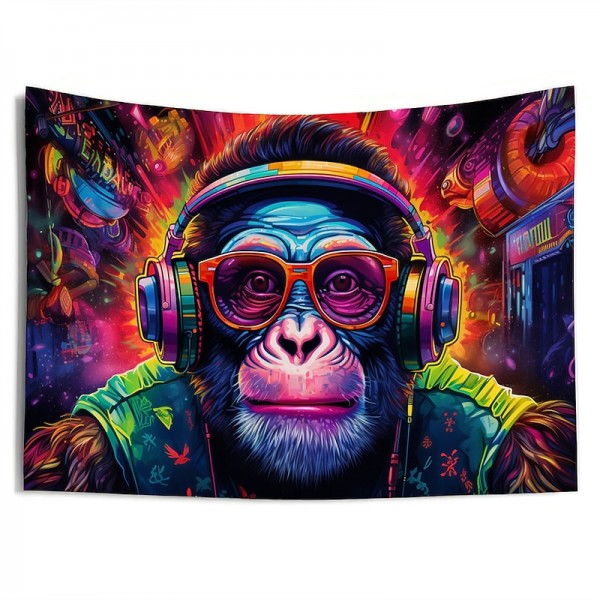 Blacklight Tapestry UV Reactive Glow in the Dark DJ Chimpanzees Animal Trippy Misty Nature Landscape Hanging Tapestry Wall Art Mural for Living Room Bedroom Blacklight Tapestry UV Reactive Glow in the Dark DJ Chimpanzees Animal Trippy Misty Nature Landscape Hanging Tapestry Wall Art Mural for Living Room Bedroom