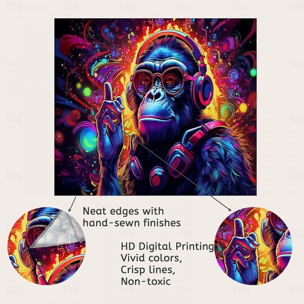 Blacklight Tapestry UV Reactive Glow in the Dark DJ Chimpanzees Animal Trippy Misty Nature Landscape Hanging Tapestry Wall Art Mural for Living Room Bedroom Blacklight Tapestry UV Reactive Glow in the Dark DJ Chimpanzees Animal Trippy Misty Nature Landscape Hanging Tapestry Wall Art Mural for Living Room Bedroom