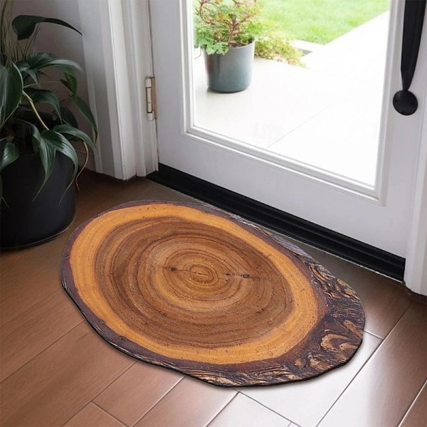 Novelty Door Mat Floor Mat Non Slip Ring of Tree 3D Trunk Wooden Log Print Area Rug Bath Mat for Indoor Outdoor Patio Bedroom Kitchen Office