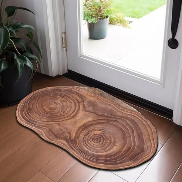 Novelty Door Mat Floor Mat Non Slip Ring of Tree 3D Trunk Wooden Log Print Area Rug Bath Mat for Indoor Outdoor Patio Bedroom Kitchen Office