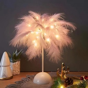 Enchanting LED Feather Lamp, 40-Head Sparkle, Copper Wire, Dreamlike Feather Accent - Creates Romantic Atmosphere, Ideal Table Decor, Soothing Night Light, Metal Base