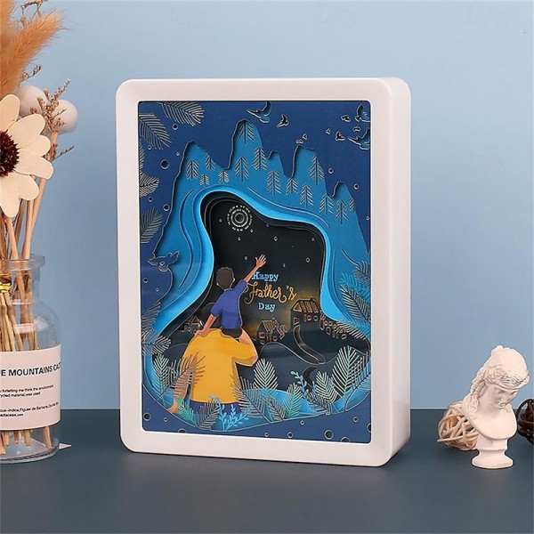 3D Paper Carving Lamp Ornaments Creative Father's Day Gifts Bedroom Night Light UsB Charging Led Paper Shadow CarvingLight Decoration 3D Paper Carving Lamp Ornaments Creative Father's Day Gifts Bedroom Night Light UsB Charging Led Paper Shadow CarvingLight Decoration