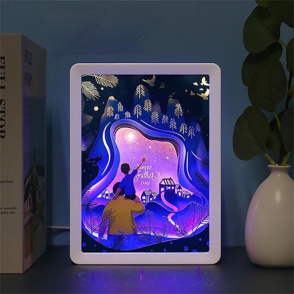 3D Paper Carving Lamp Ornaments Creative Father's Day Gifts Bedroom Night Light UsB Charging Led Paper Shadow CarvingLight Decoration 3D Paper Carving Lamp Ornaments Creative Father's Day Gifts Bedroom Night Light UsB Charging Led Paper Shadow CarvingLight Decoration