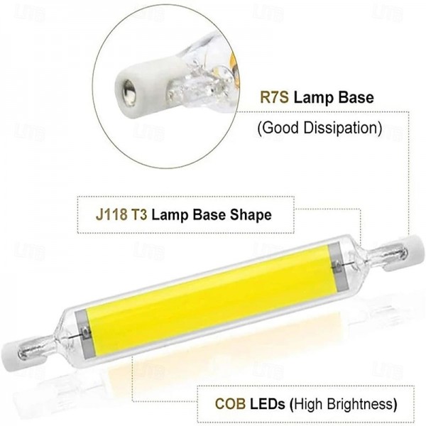 LED R7S Glass Tube COB Bulb Deep Dimmable No Flicker 118MM High Power R7S Corn Lamp J118 Replace Halogen Light AC110V 220V Lampshades LED R7S Glass Tube COB Bulb Deep Dimmable No Flicker 118MM High Power R7S Corn Lamp J118 Replace Halogen Light AC110V 220V Lampshades