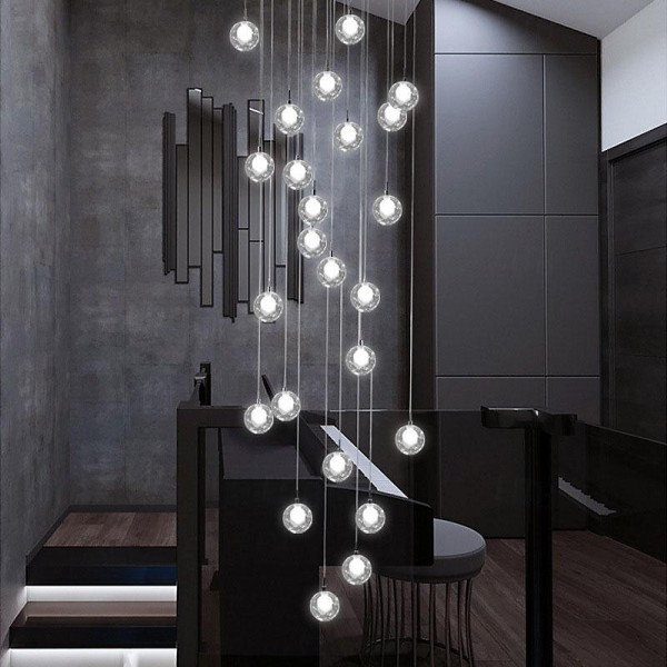 Long Chandeliers for High Ceilings,Modern Crystal Balls Pendant Light,Globe Raindrop Drop Lamp,Hanging Flush Mount Lighting Fixtures for Spiral Staircase,Foyer,Entrywa Long Chandeliers for High Ceilings,Modern Crystal Balls Pendant Light,Globe Raindrop Drop Lamp,Hanging Flush Mount Lighting Fixtures for Spiral Staircase,Foyer,Entrywa