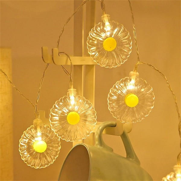Led Daisy String Light Mini Fairy Garland Light String Battery Operated, Night Light White Light Warm Luster Light String Room Garden Courtyard Balcony Decoration Hanging Light 1.5M 10LED/3M 20LED Led Daisy String Light Mini Fairy Garland Light String Battery Operated, Night Light White Light Warm Luster Light String Room Garden Courtyard Balcony Decoration Hanging Light 1.5M 10LED/3M 20LED