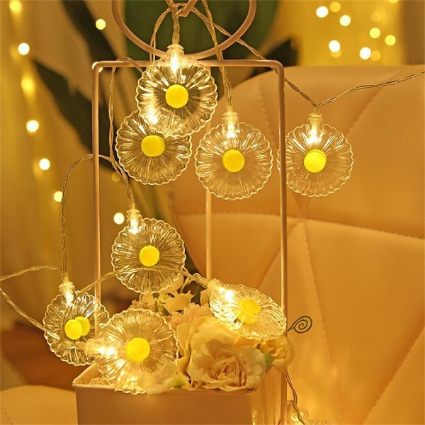 Led Daisy String Light Mini Fairy Garland Light String Battery Operated, Night Light White Light Warm Luster Light String Room Garden Courtyard Balcony Decoration Hanging Light 1.5M 10LED/3M 20LED Led Daisy String Light Mini Fairy Garland Light String Battery Operated, Night Light White Light Warm Luster Light String Room Garden Courtyard Balcony Decoration Hanging Light 1.5M 10LED/3M 20LED