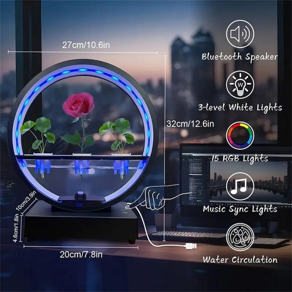 1pc LED Plant Growth Light with BT Speaker, Fish Tank, Water Scenery Decorative Lamp Desktop Ornament Suitable for Office Living Room Bedroom Restaurant Decoration 1pc LED Plant Growth Light with BT Speaker, Fish Tank, Water Scenery Decorative Lamp Desktop Ornament Suitable for Office Living Room Bedroom Restaurant Decoration