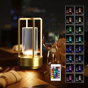 Portable Metal Desk Lamp, Cordless LED Table Lamp, 16 Color Touch Control Rechargeable Lamp, Stepless Brightness Room Decor Desk Lamp, Bedside Lamp, Night Light, Dining Room Lamp