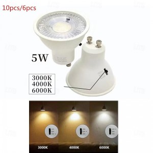 6/10pcs Dimmable Gu10 LED Bulbs, LED Downlight Spotlight 38 Degree Energy Saving Light Bulbs 220~240V Indoor Lighting