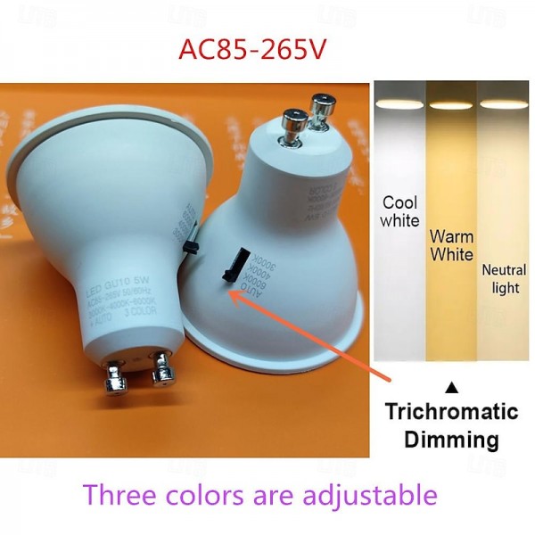 6/10pcs Dimmable Gu10 LED Bulbs, LED Downlight Spotlight 38 Degree Energy Saving Light Bulbs 220~240V Indoor Lighting 6/10pcs Dimmable Gu10 LED Bulbs, LED Downlight Spotlight 38 Degree Energy Saving Light Bulbs 220~240V Indoor Lighting