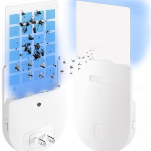 Bug Zapper Indoor Plug-in Mosquito Killer Flying Insect Trap for Flies Fruit Flies Moths &amp; Gnats with Adjustable Brightness UV Attractant Catcher &amp; Night Light 1 Device  5 Glue Card Refills