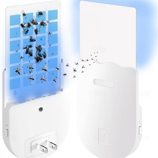 Bug Zapper Indoor Plug-in Mosquito Killer Flying Insect Trap for Flies Fruit Flies Moths & Gnats with Adjustable Brightness UV Attractant Catcher & Night Light 1 Device 5 Glue Card Refills Bug Zapper Indoor Plug-in Mosquito Killer Flying Insect Trap for Flies Fruit Flies Moths & Gnats with Adjustable Brightness UV Attractant Catcher & Night Light 1 Device 5 Glue Card Refills
