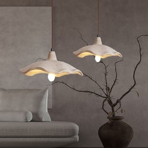 French Rustic Style Hanging Light, Creative Flower Type Concrete Chandelier, E27 Light Source Single-Head Cement Pendant Lamp, Flush Mount Installation Lighting Fixtures