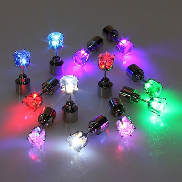 2PCS LED Earring Light Up Crown Glowing Crystal Stainless Ear Drop Ear Stud Earring Jewelry 2PCS LED Earring Light Up Crown Glowing Crystal Stainless Ear Drop Ear Stud Earring Jewelry