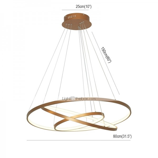 3-Light LED Pendant Light 80/60/40cm Circle Matte Brushed Design Gold Aluminum Painted Finishes Modern Dining Living Room Lights ONLY DIMMABLE WITH REMOTE CONTROL 3-Light LED Pendant Light 80/60/40cm Circle Matte Brushed Design Gold Aluminum Painted Finishes Modern Dining Living Room Lights ONLY DIMMABLE WITH REMOTE CONTROL