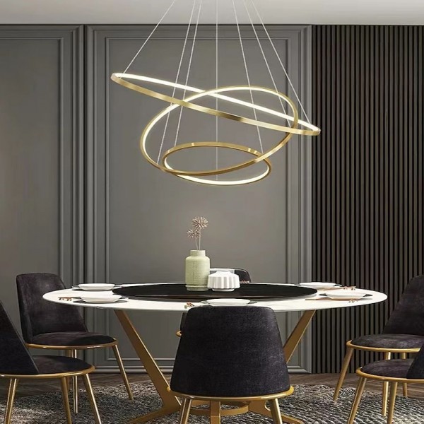 3-Light LED Pendant Light 80/60/40cm Circle Matte Brushed Design Gold Aluminum Painted Finishes Modern Dining Living Room Lights ONLY DIMMABLE WITH REMOTE CONTROL 3-Light LED Pendant Light 80/60/40cm Circle Matte Brushed Design Gold Aluminum Painted Finishes Modern Dining Living Room Lights ONLY DIMMABLE WITH REMOTE CONTROL