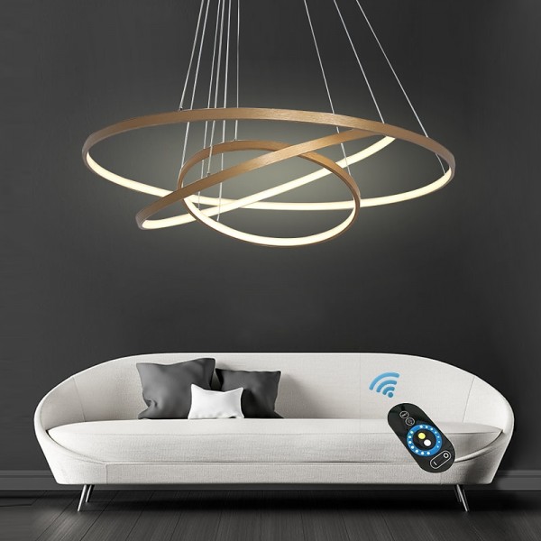 3-Light LED Pendant Light 80/60/40cm Circle Matte Brushed Design Gold Aluminum Painted Finishes Modern Dining Living Room Lights ONLY DIMMABLE WITH REMOTE CONTROL 3-Light LED Pendant Light 80/60/40cm Circle Matte Brushed Design Gold Aluminum Painted Finishes Modern Dining Living Room Lights ONLY DIMMABLE WITH REMOTE CONTROL