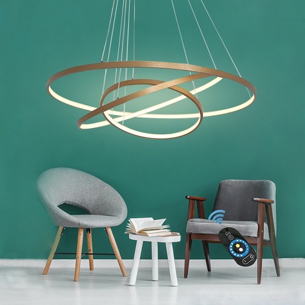 3-Light LED Pendant Light 80/60/40cm Circle Matte Brushed Design Gold Aluminum Painted Finishes Modern Dining Living Room Lights ONLY DIMMABLE WITH REMOTE CONTROL 3-Light LED Pendant Light 80/60/40cm Circle Matte Brushed Design Gold Aluminum Painted Finishes Modern Dining Living Room Lights ONLY DIMMABLE WITH REMOTE CONTROL
