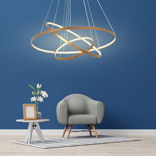 3-Light LED Pendant Light 80/60/40cm Circle Matte Brushed Design Gold Aluminum Painted Finishes Modern Dining Living Room Lights ONLY DIMMABLE WITH REMOTE CONTROL 3-Light LED Pendant Light 80/60/40cm Circle Matte Brushed Design Gold Aluminum Painted Finishes Modern Dining Living Room Lights ONLY DIMMABLE WITH REMOTE CONTROL
