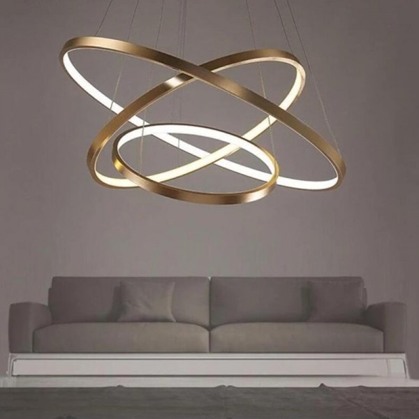 3-Light LED Pendant Light 80/60/40cm Circle Matte Brushed Design Gold Aluminum Painted Finishes Modern Dining Living Room Lights ONLY DIMMABLE WITH REMOTE CONTROL 3-Light LED Pendant Light 80/60/40cm Circle Matte Brushed Design Gold Aluminum Painted Finishes Modern Dining Living Room Lights ONLY DIMMABLE WITH REMOTE CONTROL