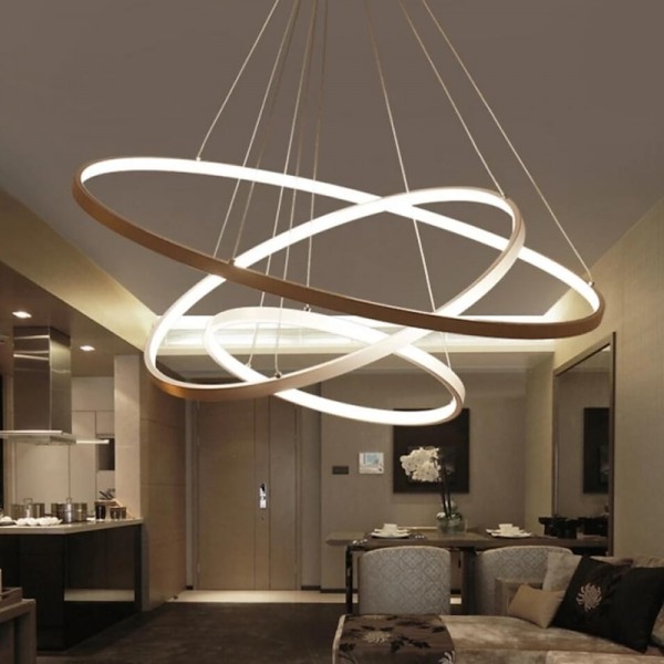 3-Light LED Pendant Light 80/60/40cm Circle Matte Brushed Design Gold Aluminum Painted Finishes Modern Dining Living Room Lights ONLY DIMMABLE WITH REMOTE CONTROL 3-Light LED Pendant Light 80/60/40cm Circle Matte Brushed Design Gold Aluminum Painted Finishes Modern Dining Living Room Lights ONLY DIMMABLE WITH REMOTE CONTROL