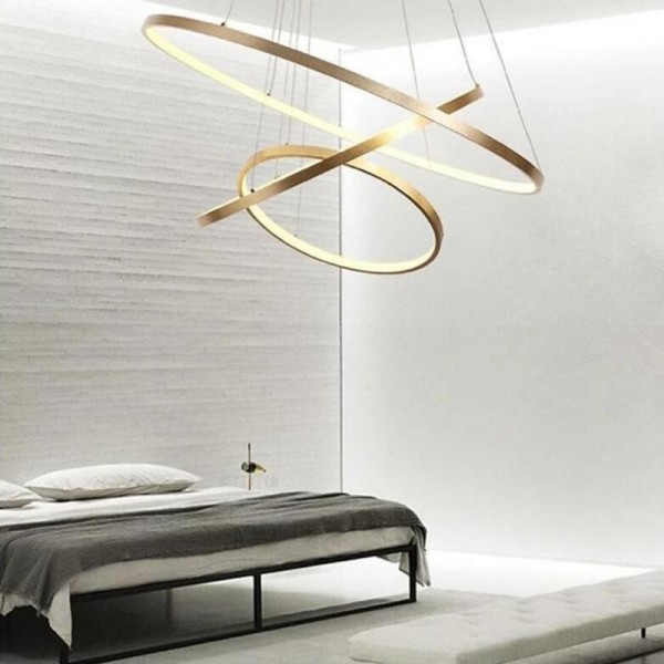 3-Light LED Pendant Light 80/60/40cm Circle Matte Brushed Design Gold Aluminum Painted Finishes Modern Dining Living Room Lights ONLY DIMMABLE WITH REMOTE CONTROL 3-Light LED Pendant Light 80/60/40cm Circle Matte Brushed Design Gold Aluminum Painted Finishes Modern Dining Living Room Lights ONLY DIMMABLE WITH REMOTE CONTROL