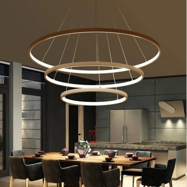 3-Light LED Pendant Light 80/60/40cm Circle Matte Brushed Design Gold Aluminum Painted Finishes Modern Dining Living Room Lights ONLY DIMMABLE WITH REMOTE CONTROL 3-Light LED Pendant Light 80/60/40cm Circle Matte Brushed Design Gold Aluminum Painted Finishes Modern Dining Living Room Lights ONLY DIMMABLE WITH REMOTE CONTROL