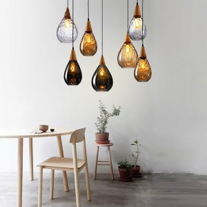 1-Light 30cm Solid Wood Glass Pendant Light LED Sleek Single Design Island Lights Modern Style Restaurant Shops / Cafes Living Room  Lights  220-240V 110-120V