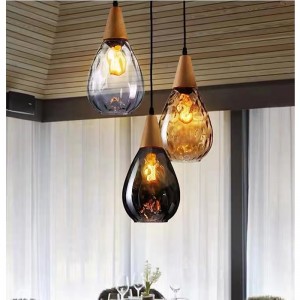 1-Light 30cm Solid Wood Glass Pendant Light LED Sleek Single Design Island Lights Modern Style Restaurant Shops / Cafes Living Room  Lights  220-240V 110-120V