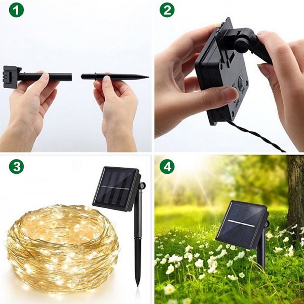 Outdoor Solar LED String Lights Wedding Decoration 10M 33ft 100 LED 8 Lighting Modes Waterproof Fairy Lights Garden Christmas Wedding Birthday Party Holiday Decoration Outdoor Solar LED String Lights Wedding Decoration 10M 33ft 100 LED 8 Lighting Modes Waterproof Fairy Lights Garden Christmas Wedding Birthday Party Holiday Decoration