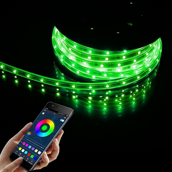 LED Smart Strip Lights 20m RGB Music Sync 12V Waterproof LED Strip 2835 SMD Color Changing LED Light with Bluetooth Controller Adapter for Bedroom Home TV Back Light DIY Decor