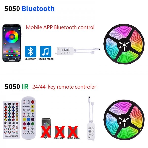 LED Smart Strip Lights 20m RGB Music Sync 12V Waterproof LED Strip 2835 SMD Color Changing LED Light with Bluetooth Controller Adapter for Bedroom Home TV Back Light DIY Decor