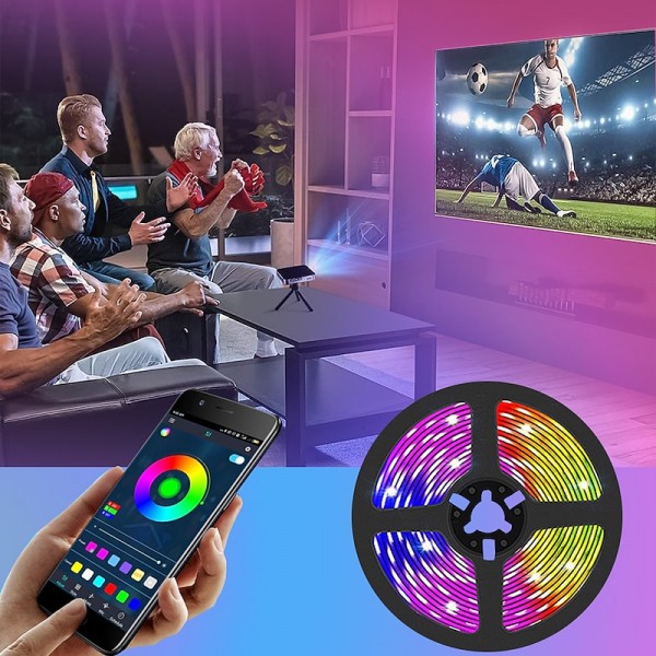 LED Smart Strip Lights 20m RGB Music Sync 12V Waterproof LED Strip 2835 SMD Color Changing LED Light with Bluetooth Controller Adapter for Bedroom Home TV Back Light DIY Decor