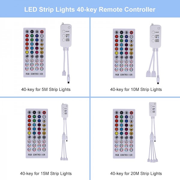 LED Smart Strip Lights 20m RGB Music Sync 12V Waterproof LED Strip 2835 SMD Color Changing LED Light with Bluetooth Controller Adapter for Bedroom Home TV Back Light DIY Decor