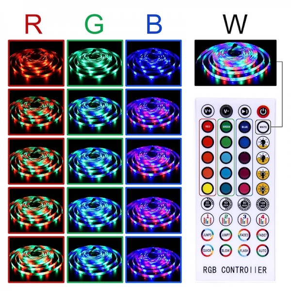 LED Smart Strip Lights 20m RGB Music Sync 12V Waterproof LED Strip 2835 SMD Color Changing LED Light with Bluetooth Controller Adapter for Bedroom Home TV Back Light DIY Decor