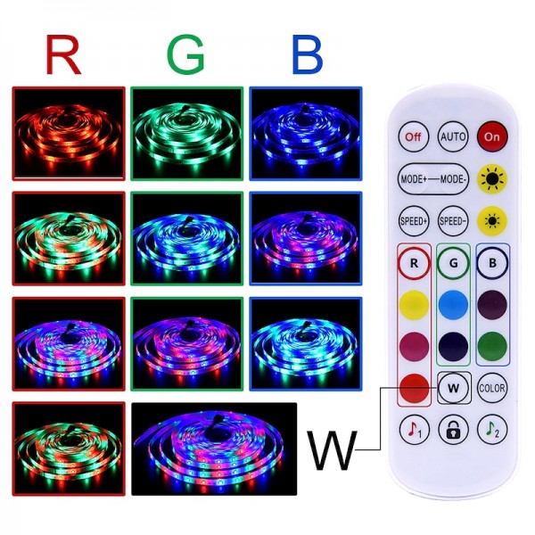 LED Smart Strip Lights 20m RGB Music Sync 12V Waterproof LED Strip 2835 SMD Color Changing LED Light with Bluetooth Controller Adapter for Bedroom Home TV Back Light DIY Decor