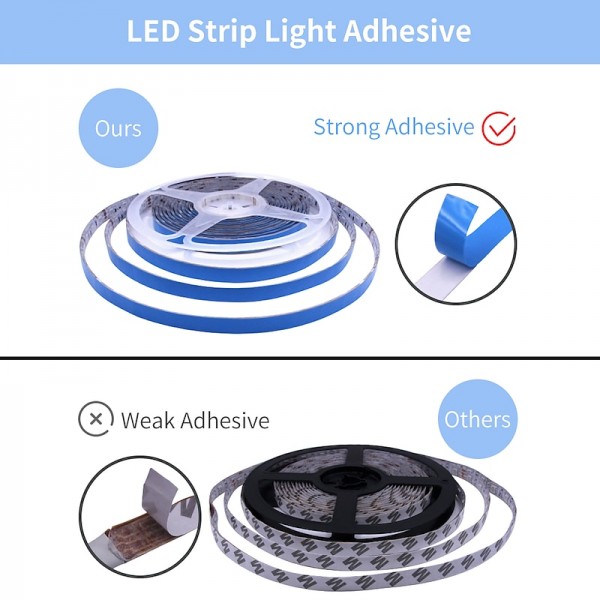 LED Smart Strip Lights 20m RGB Music Sync 12V Waterproof LED Strip 2835 SMD Color Changing LED Light with Bluetooth Controller Adapter for Bedroom Home TV Back Light DIY Decor