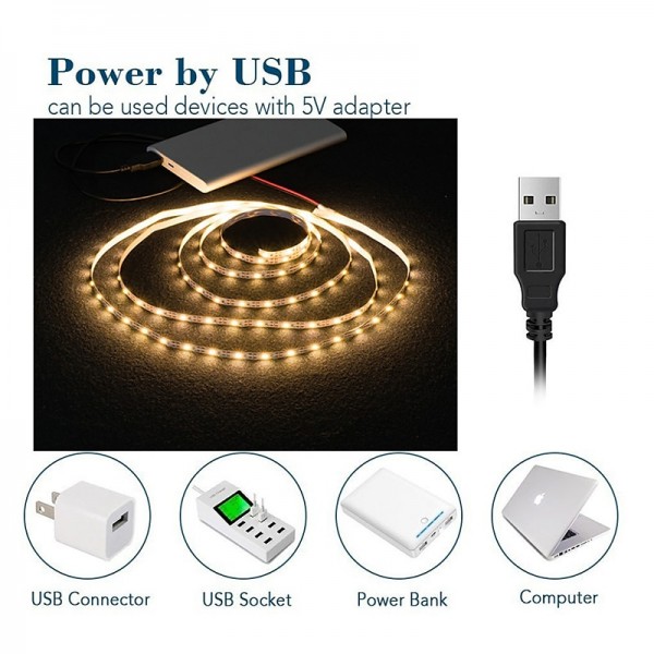 LED Light Strips USB Interface or AA Battery Box Power Supply Flexible 2835 SMD Per Meter 60 LEDs 8mm Warm White Cold White 5V LED Light Strip LED Light Strips USB Interface or AA Battery Box Power Supply Flexible 2835 SMD Per Meter 60 LEDs 8mm Warm White Cold White 5V LED Light Strip