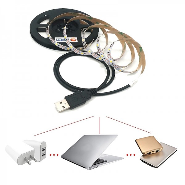 LED Light Strips USB Interface or AA Battery Box Power Supply Flexible 2835 SMD Per Meter 60 LEDs 8mm Warm White Cold White 5V LED Light Strip LED Light Strips USB Interface or AA Battery Box Power Supply Flexible 2835 SMD Per Meter 60 LEDs 8mm Warm White Cold White 5V LED Light Strip