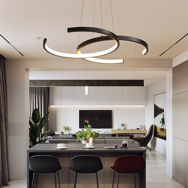 55cm LED Dimmable Pendant Light Nordic Black Gold Chandelier Aluminum Sputnik Painted Finishes LED Nordic Style 220-240V 55cm LED Dimmable Pendant Light Nordic Black Gold Chandelier Aluminum Sputnik Painted Finishes LED Nordic Style 220-240V
