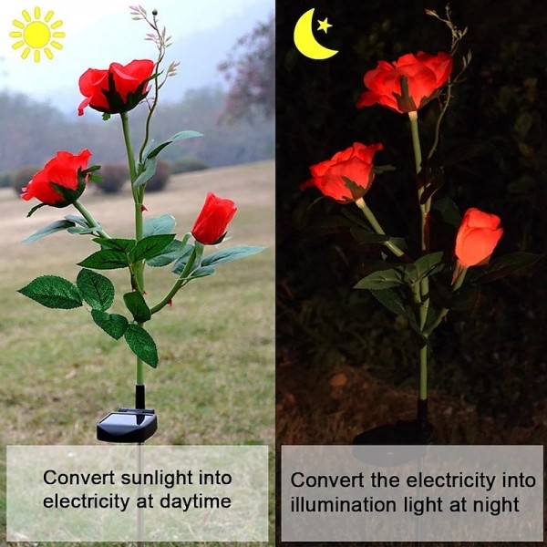 Outdoor Solar Lights Outdoor Light Solar LED Lawn Lamp Rose Shape Waterproof Lawn Lights Wedding Garden Patio Decoration Trail LED Landscape Lamp LED Solar Garden Light