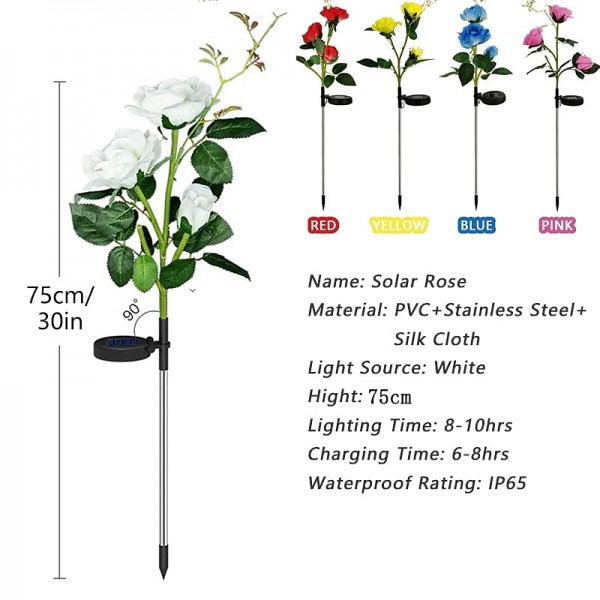 Outdoor Solar Lights Outdoor Light Solar LED Lawn Lamp Rose Shape Waterproof Lawn Lights Wedding Garden Patio Decoration Trail LED Landscape Lamp LED Solar Garden Light