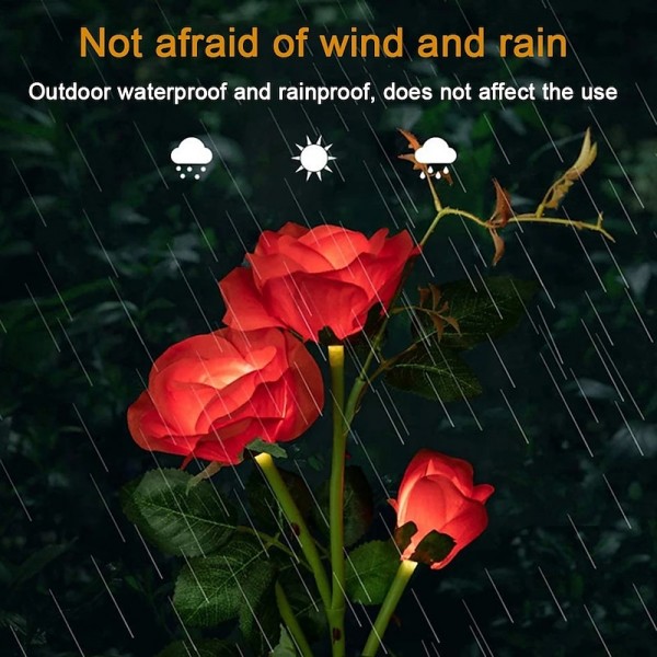Outdoor Solar Lights Outdoor Light Solar LED Lawn Lamp Rose Shape Waterproof Lawn Lights Wedding Garden Patio Decoration Trail LED Landscape Lamp LED Solar Garden Light